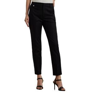 Lauren Ralph Lauren Women Black Stretch Cotton Double-Faced Classic Pants Size 8